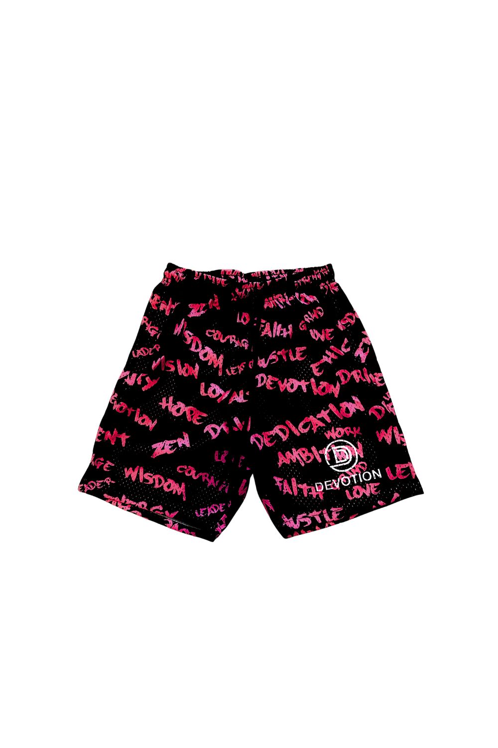 Mesh Black and Pink Motivation Shorts