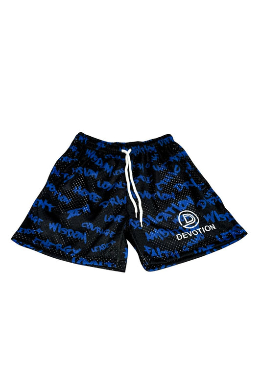 Mesh Affirmation Shorts Black and Blue